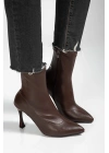 Orjen Kahverengi Cilt Streç Topuklu Bot