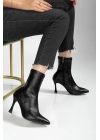 Orjen Siyah Cilt Streç Topuklu Bot