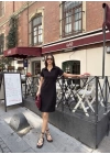 Osy Modal Yumuşak Dokulu Kumaş Yakalı Kısa Kollu Elbise - Siyah
