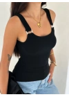 Ottoman toka askılı bluz siyah s4194