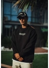 Oversize Bisiklet Yaka Baskılı SweatShirt - Siyah