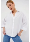 Oversize Kısa Kol Gömlek 20315 - Beyaz