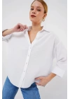 Oversize Kısa Kol Gömlek 20315 - Beyaz