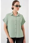 Oversize Kısa Kol Gömlek 20322 - Çağla