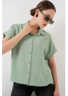 Oversize Kısa Kol Gömlek 20322 - Çağla