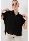 Oversize Kısa Kol Gömlek 20322 - Siyah