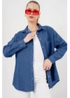 Oversize Kot Gömlek 20280 - Lacivert