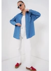 Oversize Kot Gömlek 20280 - Mavi