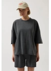 Oversize Lazer Kesim Bisiklet Yaka T-Shirt