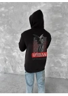 Oversize Üç İplik Kapşonlu SweatShirt - Siyah