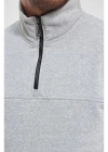 Oversize Yarım Farmuarlı Yakalı Basic SweatShirt - Gri