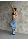 Palazzo Jeans Pantalon - Mavi