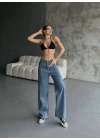 Palazzo Jeans Pantalon - Mavi
