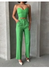 Palazzo pantolonlu alt üst takım yeşil