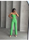 Palazzo pantolonlu alt üst takım yeşil