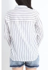 Pamuk Polyester Çizgili Gömlek Beyazlacivert - 30135.1874.