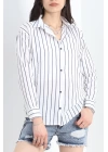 Pamuk Polyester Çizgili Gömlek Beyazlacivert - 30135.1874.