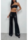Payetli Wide Leg Pantolon