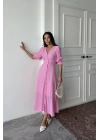 Pembe Arka Ve Bel Ucu Gipeli Elbise