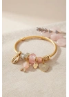 Pembe Balık Model Gold Renk Charmlı Bileklik