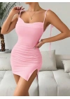 Pembe Fantezi Clup Elbisesi 5034