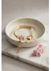 Pembe Flamingo Model Gold Renk Charmlı Bileklik
