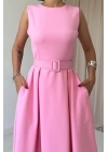Pembe Halter Yaka Kloş Elbise