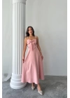 Pembe İnci Askı Detaylı Elbise