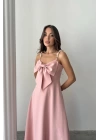 Pembe İnci Askı Detaylı Elbise