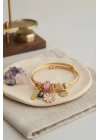 Pembe Papatya Model Gold Renk Charmlı Bileklik