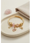Pembe Swan Model Gold Renk Charmlı Bileklik
