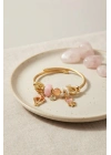 Pembe Uçan Model Charmlı Gold Renk Bileklik