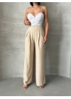 Pileli keten pantolon s255046