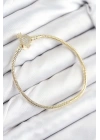 Pirinç Charm Zirkon Taşlı Taç Model Gold Renk Kadın Bileklik