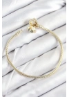 Pirinç Charm Zirkon Taşlı Yonca Model Gold Renk Kadın Bileklik