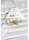 Pirinç Gold Renk 6 Çift Kadın Küpe Seti