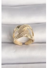 Pirinç Gold Renk Ayarlanabilir Zirkon Taşlı Kadın Yüzük