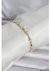 Pirinç Gold Renk Damla Model Zirkon Taşlı Kadın Bileklik