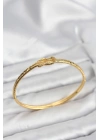 Pirinç Gold Renk Düğüm Model Kadın Kelepçe Bileklik