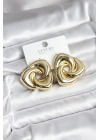Pirinç Gold Renk Geometrik Vintage Kadın Küpe