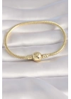 Pirinç Gold Renk İşleme Detay Charm Model Kadın Bileklik