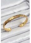 Pirinç Gold Renk İşlemeli Altı Açık Bileklik