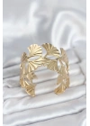 Pirinç Gold Renk Levha Yelpaze Model Kadın Bileklik