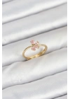 Pirinç Gold Renk Pembe Kelebek Kadın Yüzük