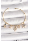 Pirinç Gold Renk Sallantı Zirkon Taşlı Kutup Yıldız Model Charm Model Kadın Bileklik