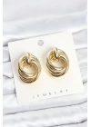Pirinç Gold Renk Sarmal Halka Model Vintage Kadın Küpe