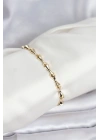 Pirinç Gold Renk VIP Seri Kemik Model Zirkon Taşlı Kadın Bileklik