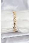 Pirinç Gold Renk VIP Seri Sıralı Taşlı Yıldız Model Zirkon Taşlı Kadın Bileklik