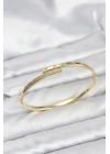 Pirinç Gold Renk Zirkon Taşlı Kadın Kelepçe Bileklik