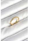 Pirinç Gold Renk Zirkon Taşlı Kadın Yüzük